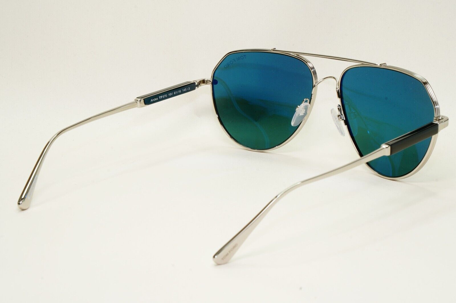 Tom Ford Sunglasses Andes Silver Green Teal Metal Pilot FT0670 TF 670 16V 61mm