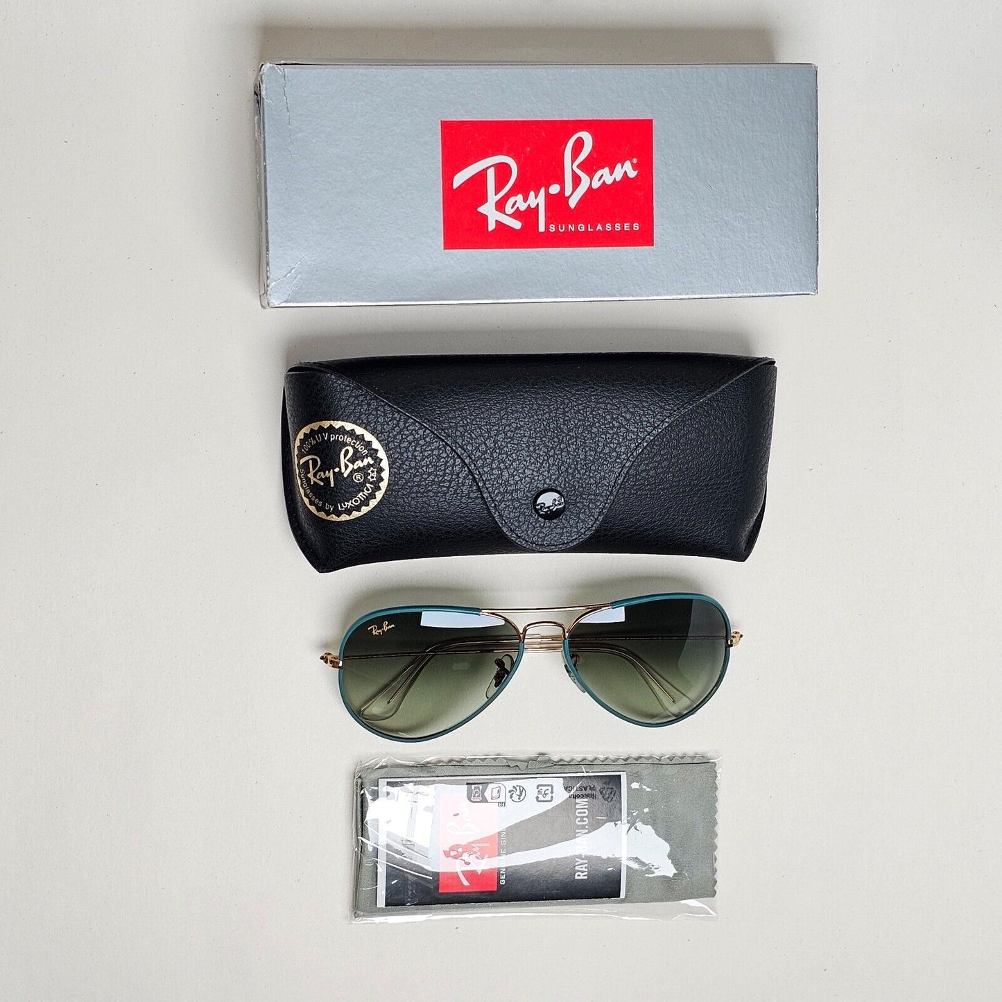 Ray-Ban Sunglasses Aviator Full Color Gold Blue Green RB 3025-J-M 9196/BH 58mm