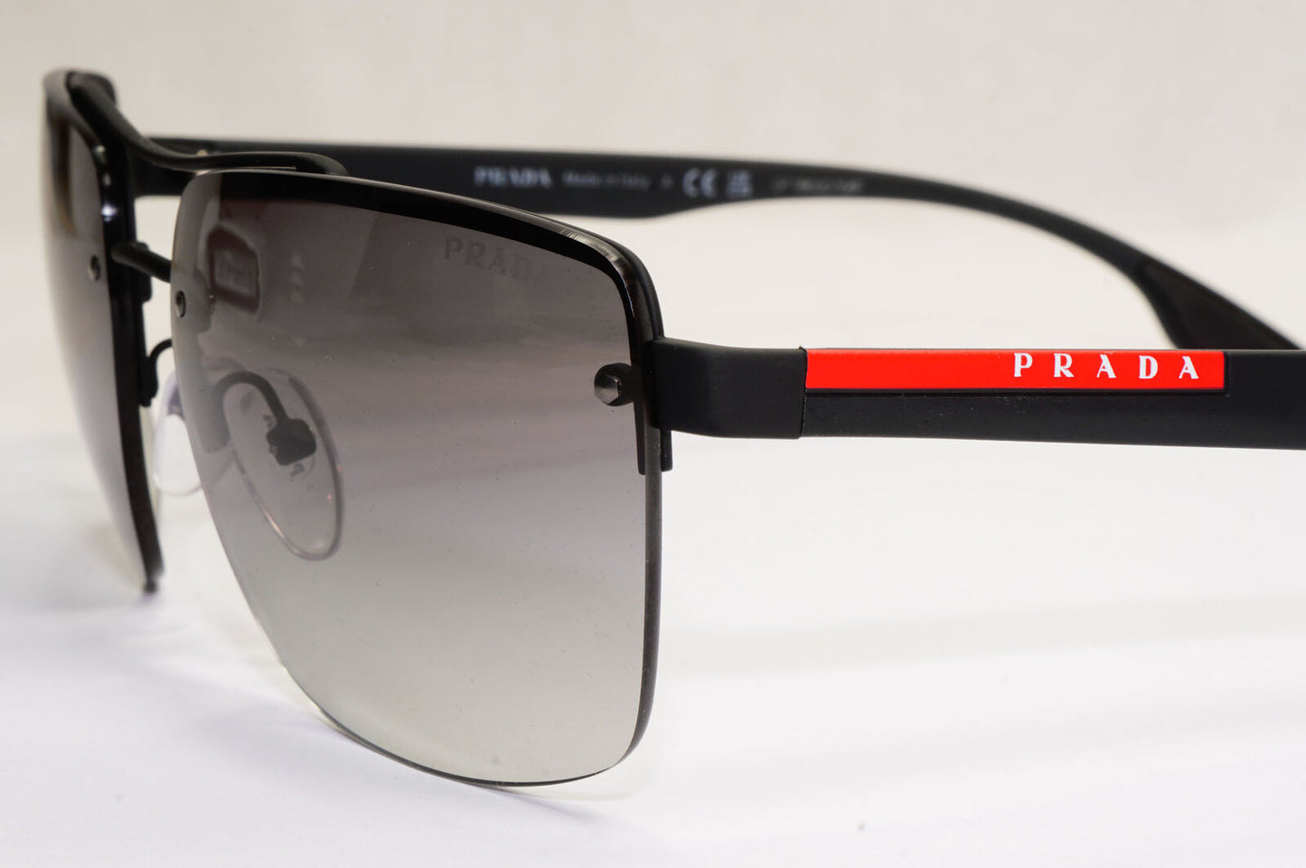 Prada Sunglasses Black Rimless Grey Gradient Square Rossa PS60US SPS 60U DG0-3M1