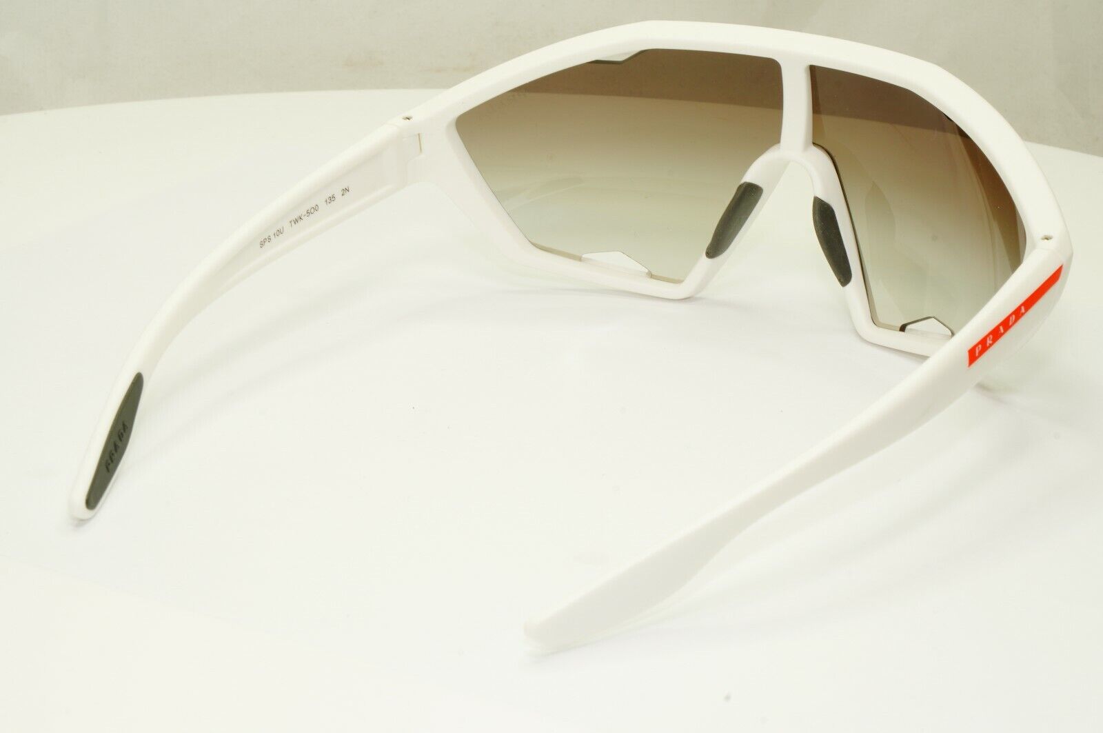 Prada Shield White Sunglasses White Brown Gradient Visor Cycling SPS 10U TWK-5O0