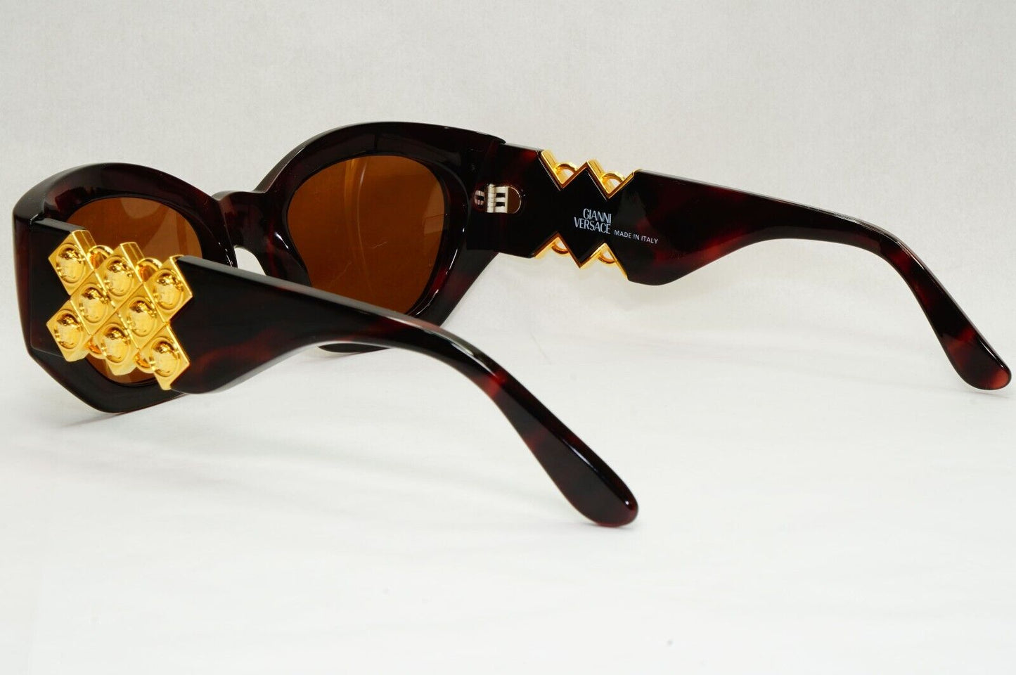 Gianni Versace Sunglasses 1996 Vintage Brown Gold MOD 420/D 900 Biggie 111223