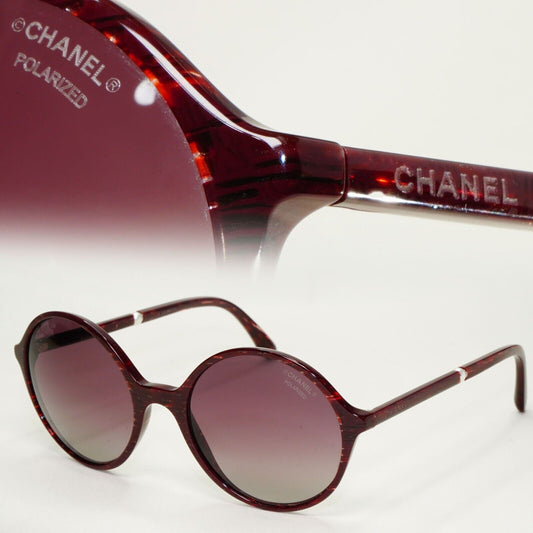 Chanel Sunglasses Pearl Polarized Dark Red Burgundy Round 5391-H c.1638/K5