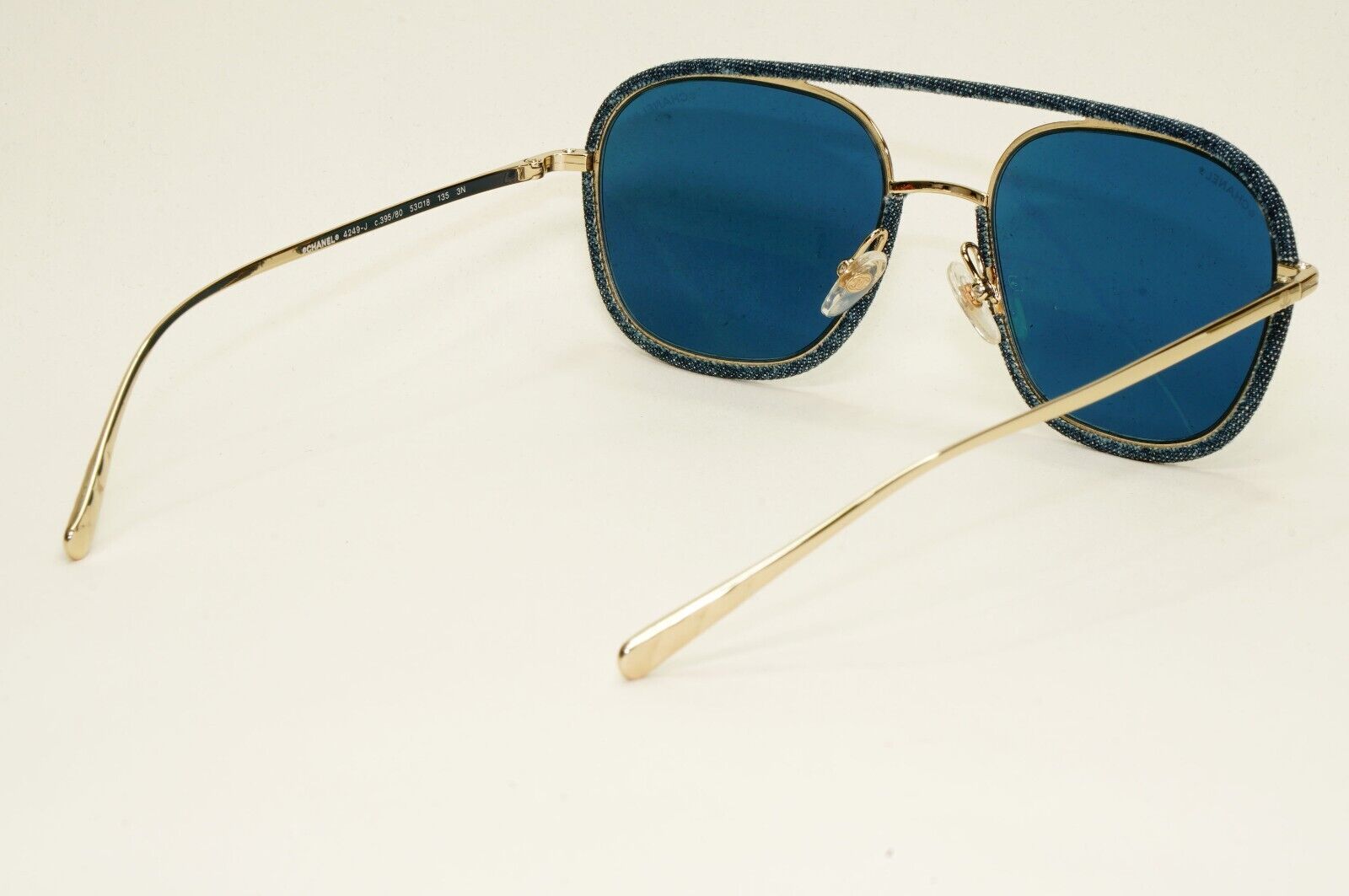 Chanel Sunglasses Denim Gold Dark Blue Metal Pilot 4249-J c.395/80 53mm