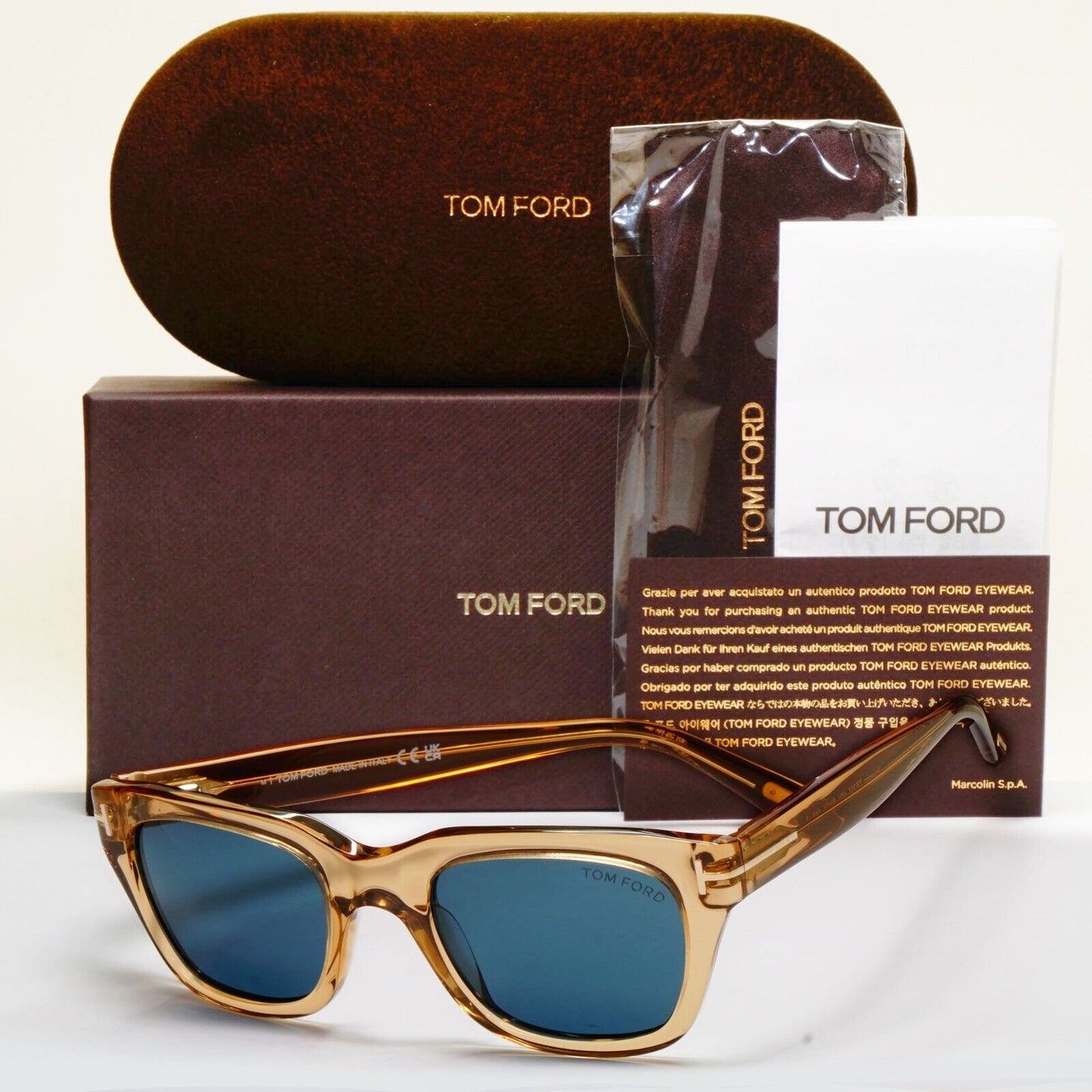 Tom Ford Sunglasses Snowdon Transparent Honey Brown Blue James Bond TF 237 45V