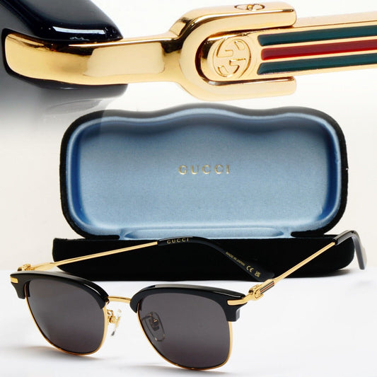 Gucci Sunglasses Titanium Japan Gold Black Square Metal GG1606OK 002 52mm