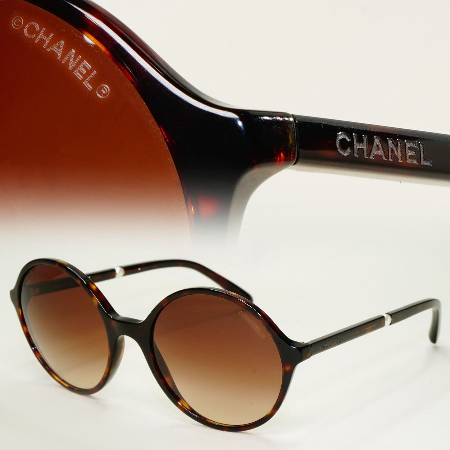 Chanel Sunglasses Pearl Brown Tortoiseshell Gradient Round 5391-H c.714/S5