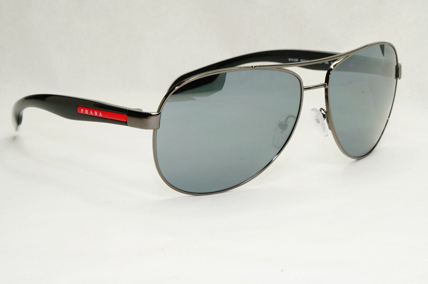 Prada Sunglasses Black Grey MIrror Pilot Gunmetal PS53PS SPS 53P 5AV-5L0 62mm