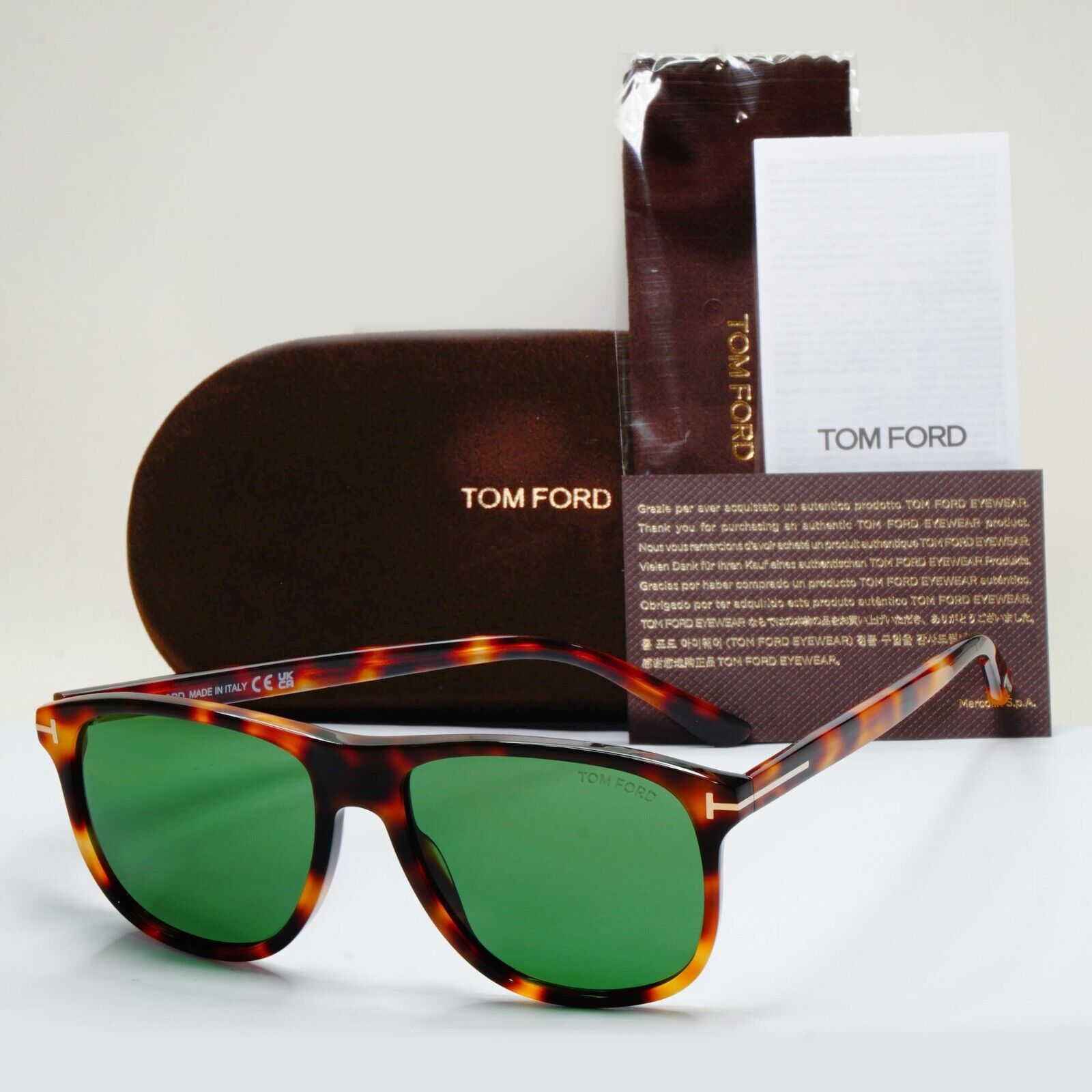 Tom Ford Sunglasses Joni Brown Havana Green Square FT0905 TF 905 53N 56mm