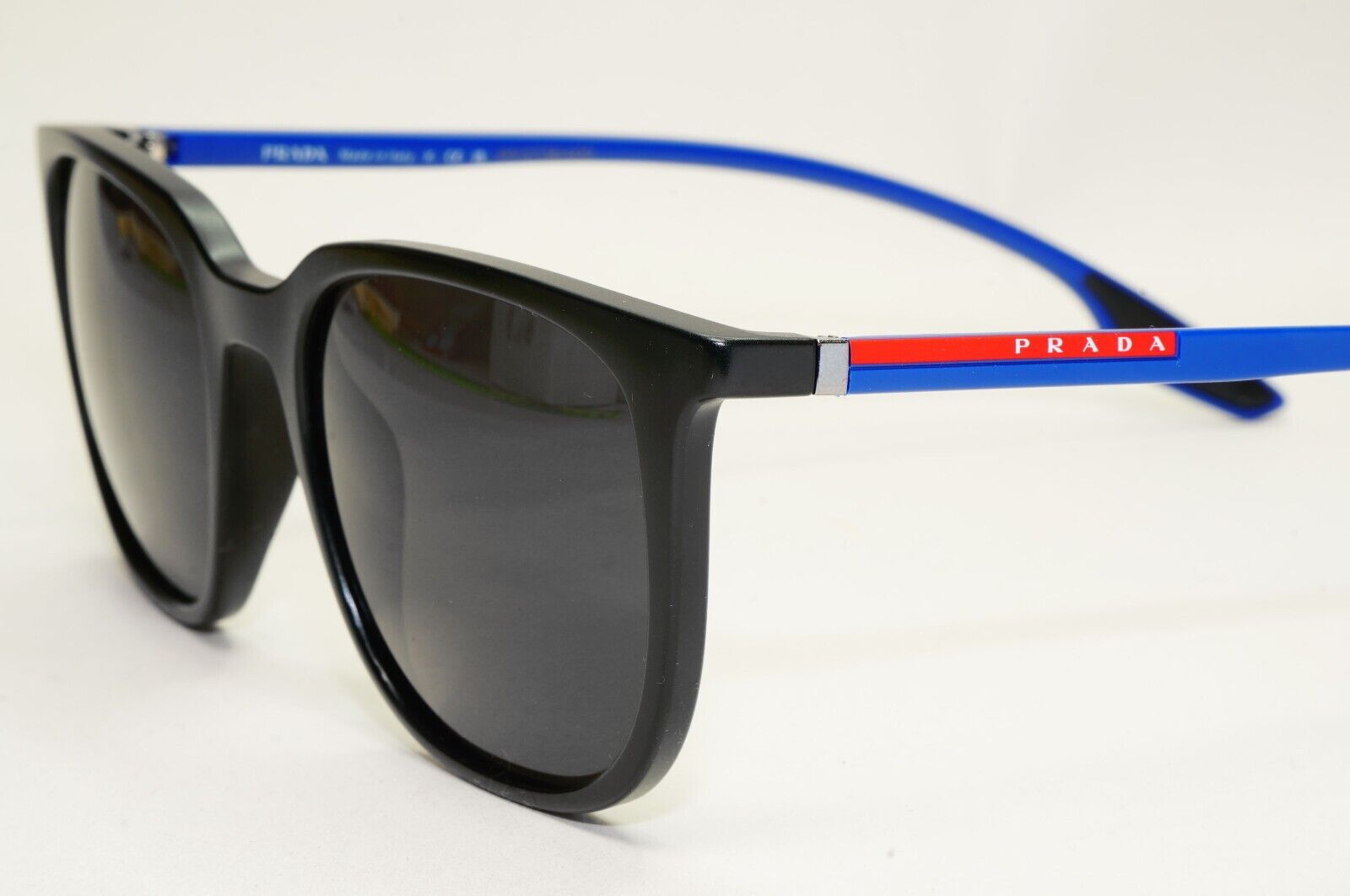 Prada Sunglasses Black Blue Matte Square Linea Rossa PS01OV VPS 01O 16G-1O1 50mm