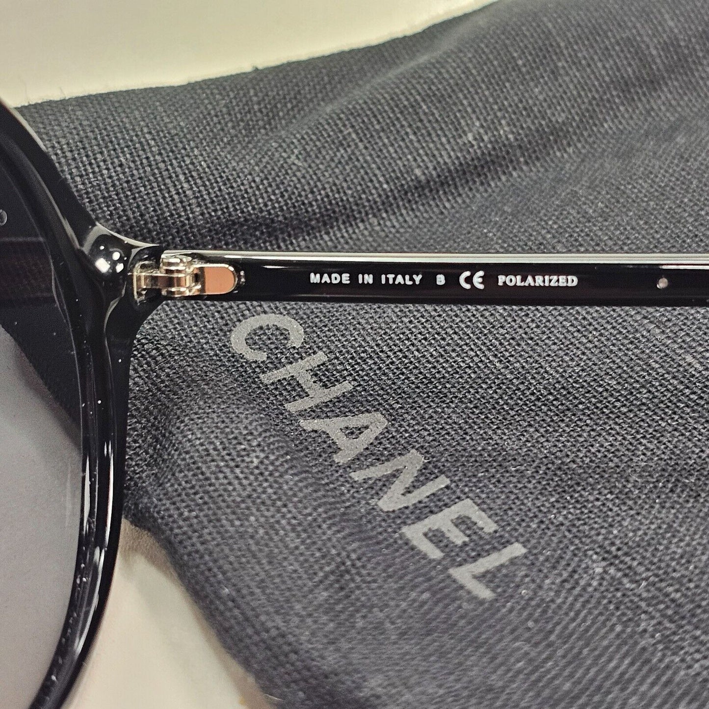 Chanel Sunglasses Pearl Black Polarized Grey Round Glossy 5391-H c.501/S8