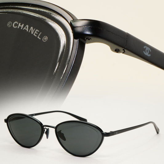 Chanel Sunglasses Black Cat Eye Metal 4255 c.101/S4 55mm