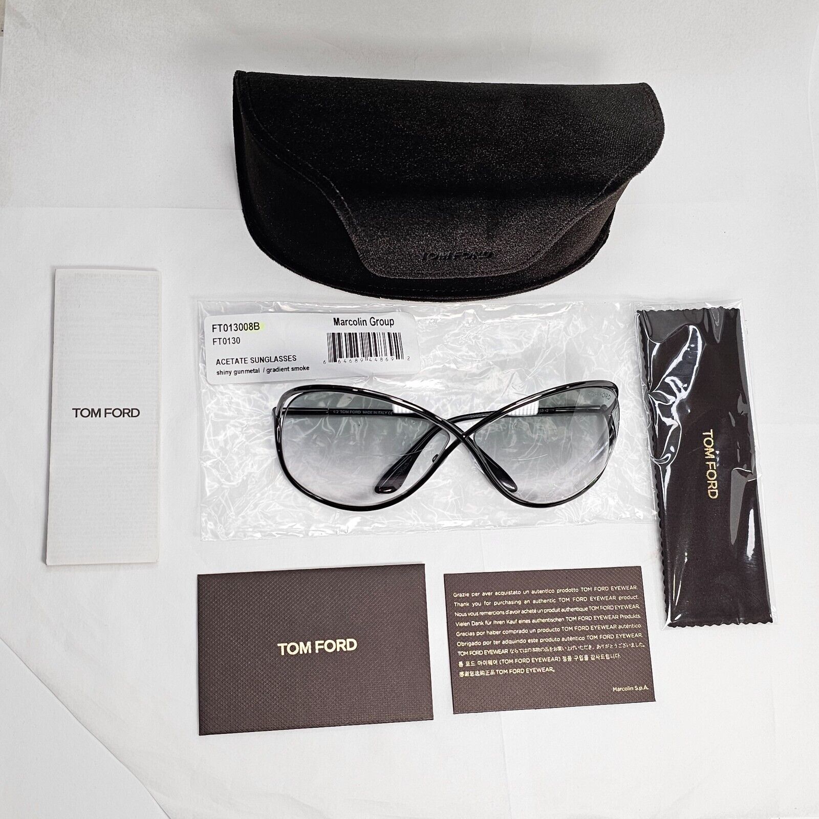 Tom Ford Sunglasses Miranda Gunmetal Gradient Grey Metal FT0130 TF 130 08B [A]