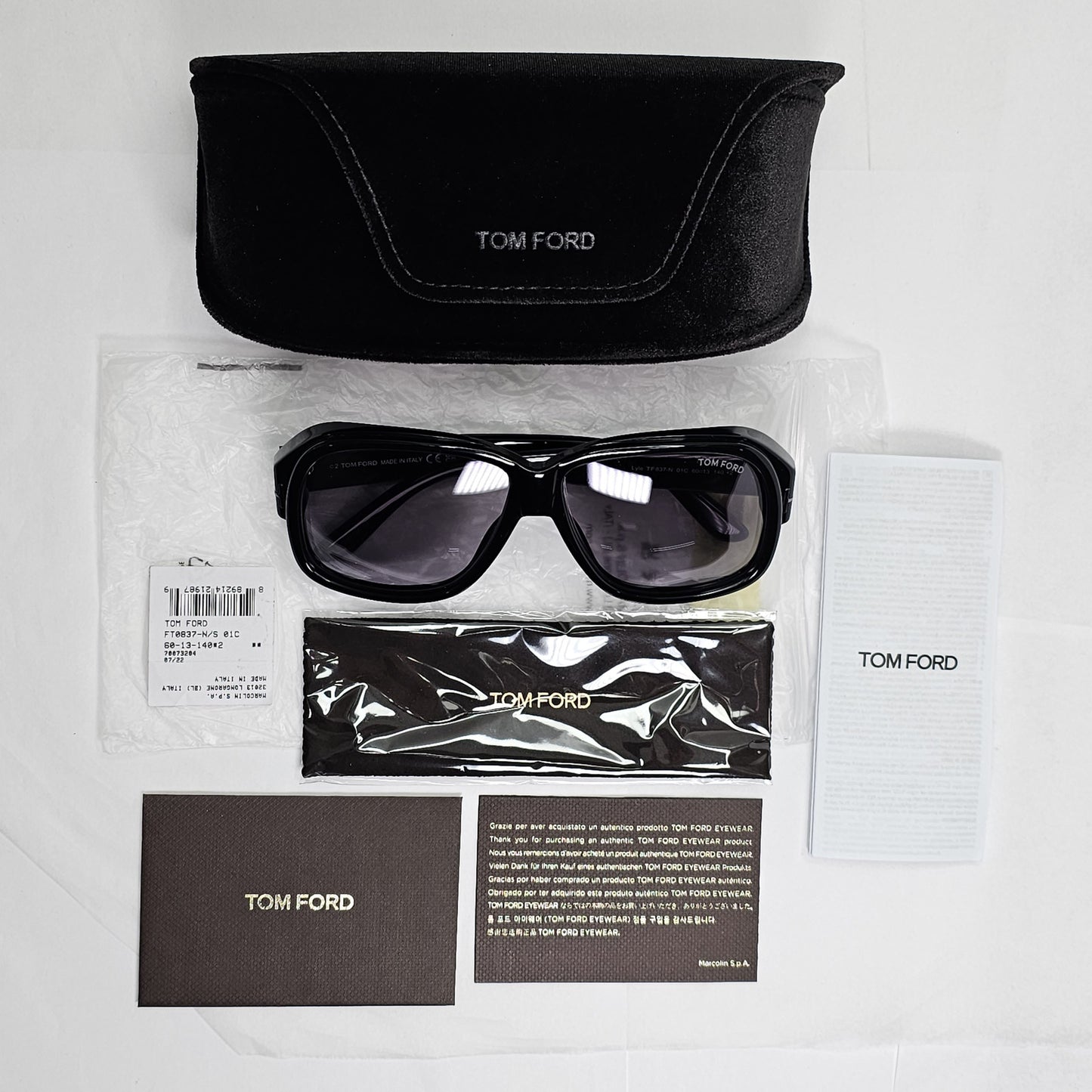 Tom Ford Sunglasses Black Lyle Grey Square Large FT0837 TF 837-N  01C 60mm