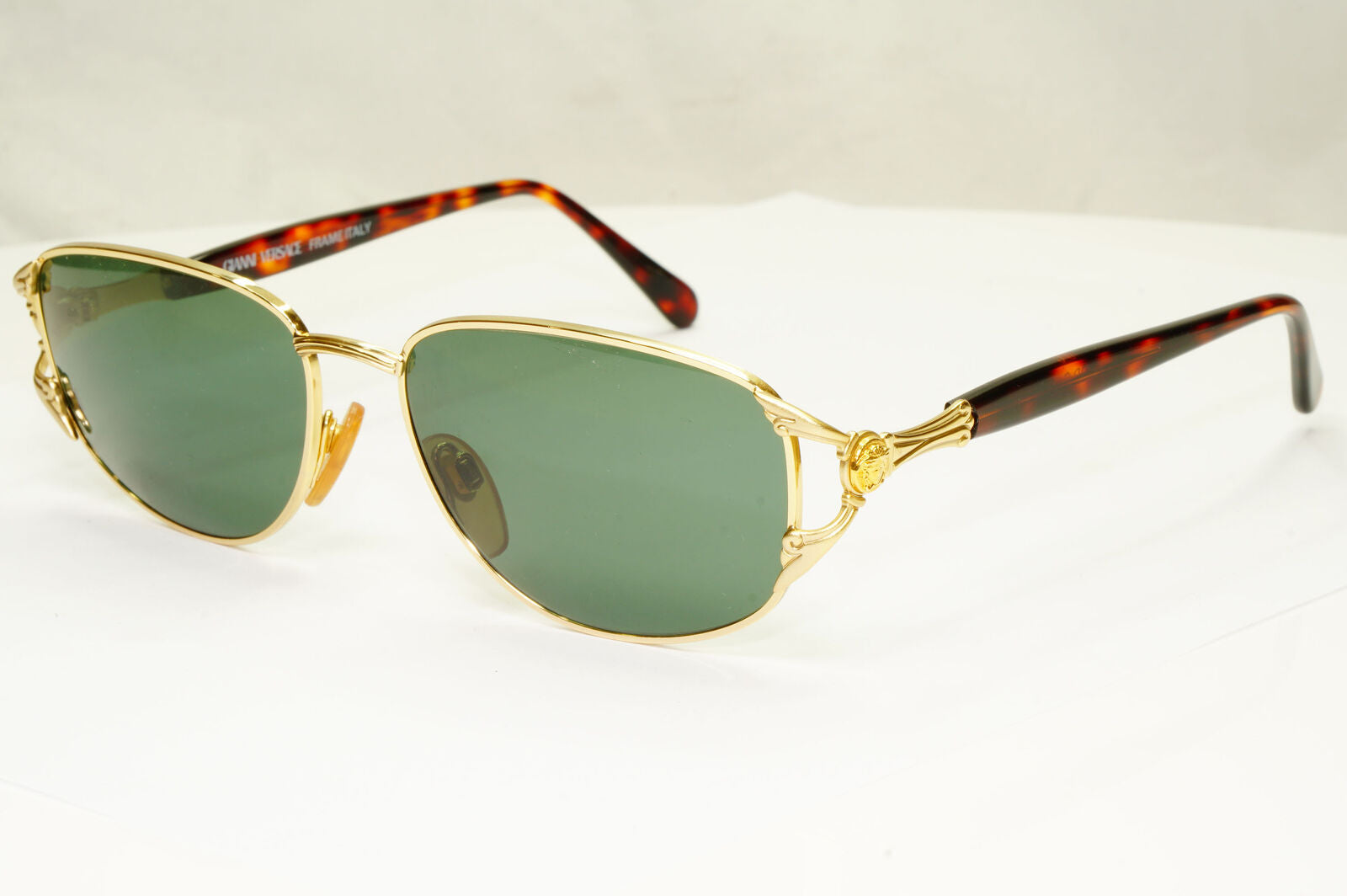 Gianni Versace 1995 Vintage Gold Medusa Green Brown Sunglasses MOD G41 COL 03L A