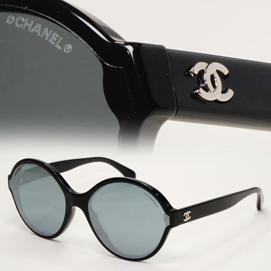 Chanel Sunglasses Black Grey Mirrored Silver Round 5387-A c.501/6G 58mm