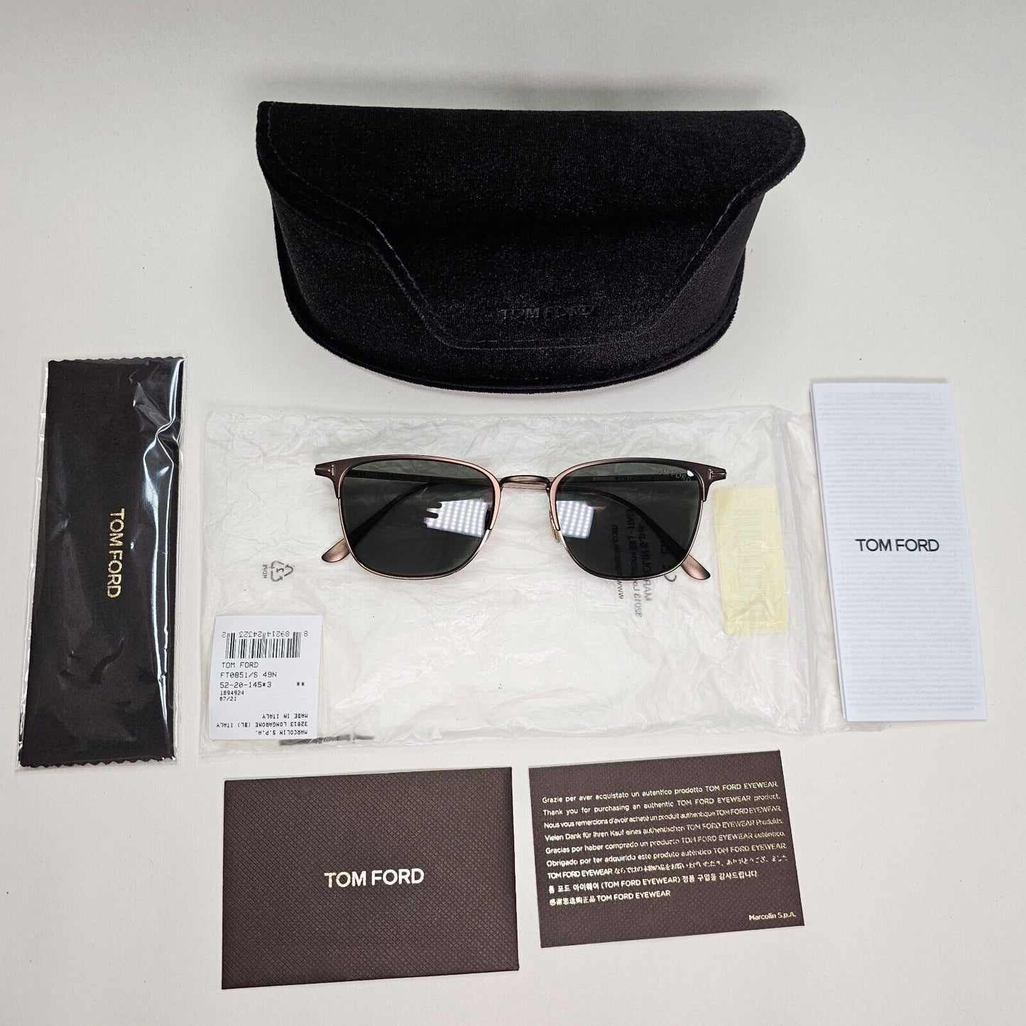 Tom Ford Sunglasses Brown Green Metal Square Liv FT0851 TF 851 49N 52mm