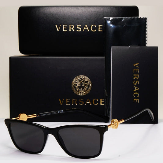 Versace Sunglasses Black Gold Medusa Square Glossy MOD VE 3299-B GB1 53mm