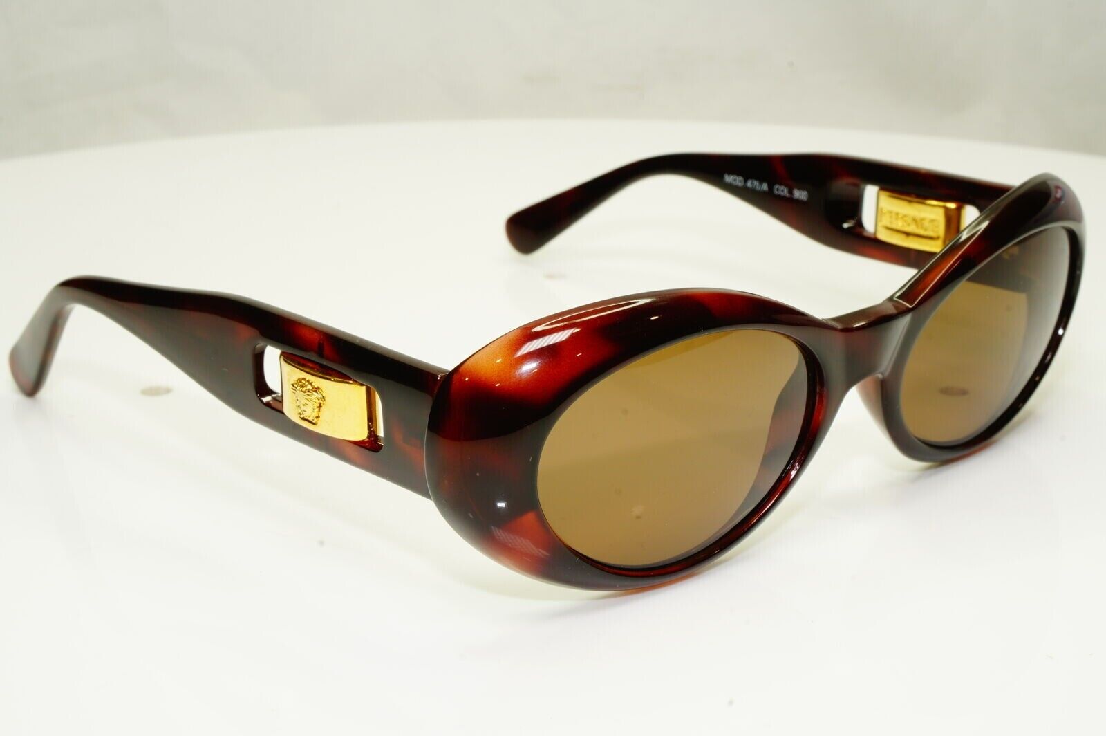 Gianni Versace Sunglasses 1996 Vintage Gold Brown Medusa Oval MOD 475/A COL 900