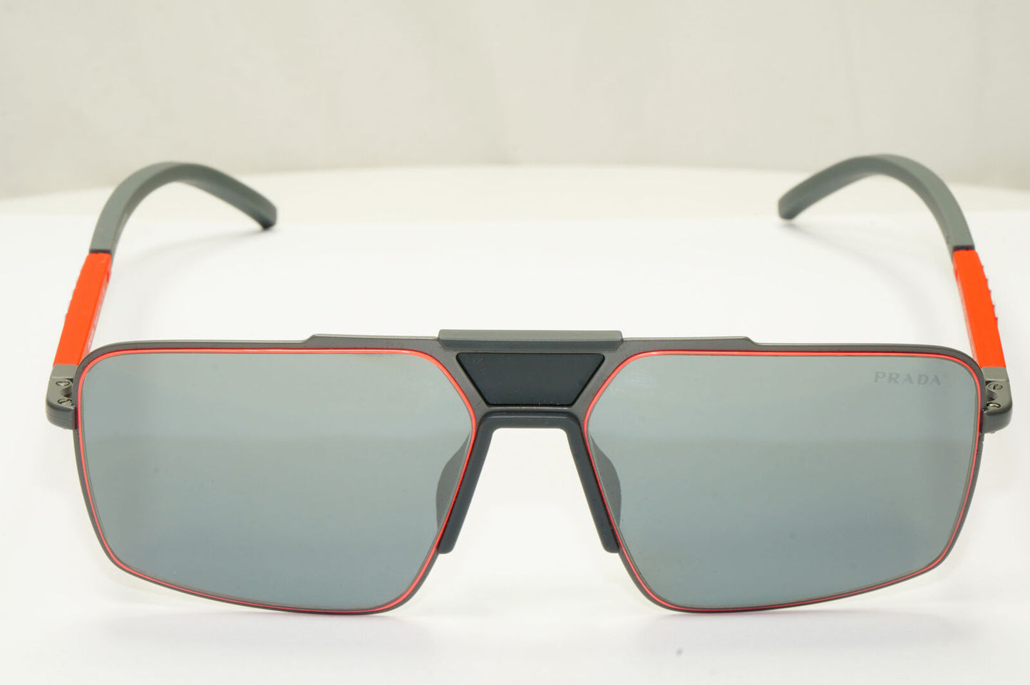 Prada Grey Mirror Sunglasses Square Red Mens Fashion SPS 52X TWW-09L PS52XS