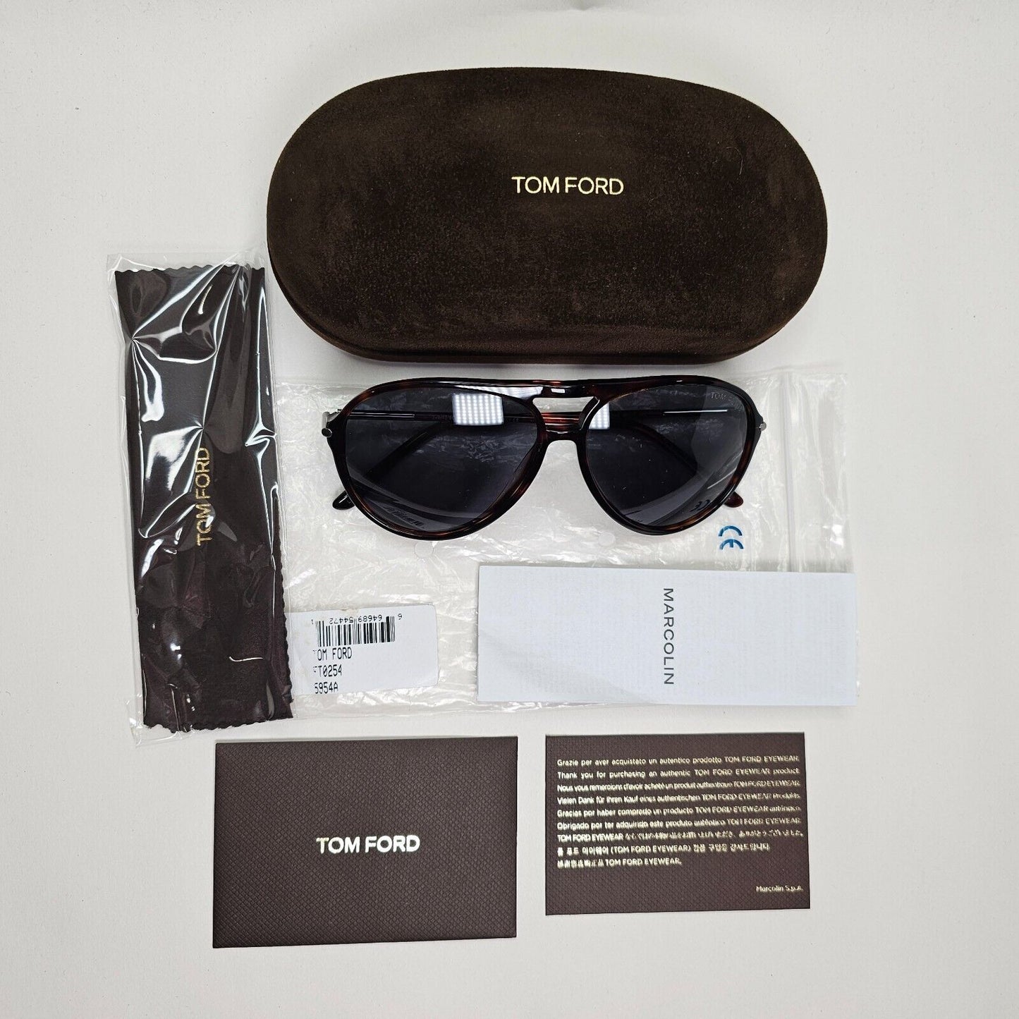 Tom Ford Sunglasses Matteo Pilot Tortoiseshell Brown Grey FT0254 TF 254 54A