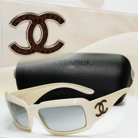 Chanel Sunglasses 2007 Vintage White Ivory Color Leather 6022-Q c.716/11 031124