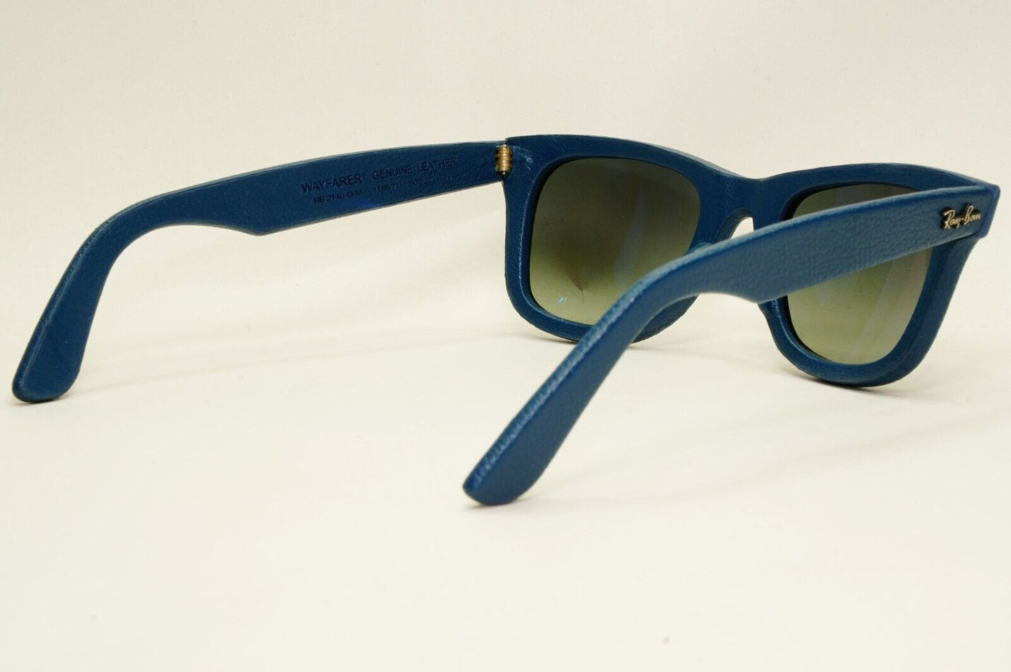 Ray-Ban Sunglasses Leather Wayfarer Year 2013 Rare Dark Blue RB 2140-Q-M 1168/71