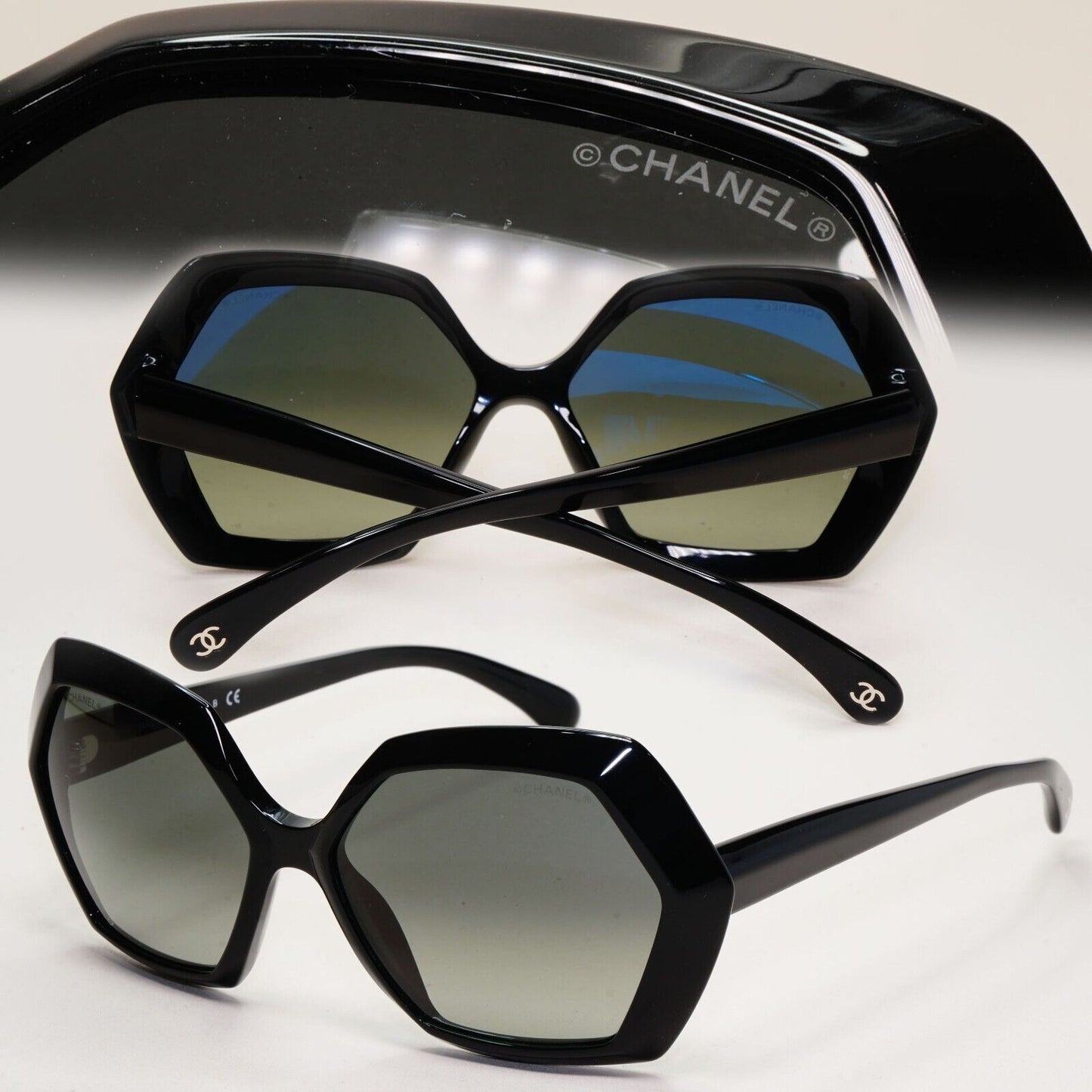 Chanel Sunglasses Black Hexagon Angular Grey Gradient 5367 c.501/71 57mm