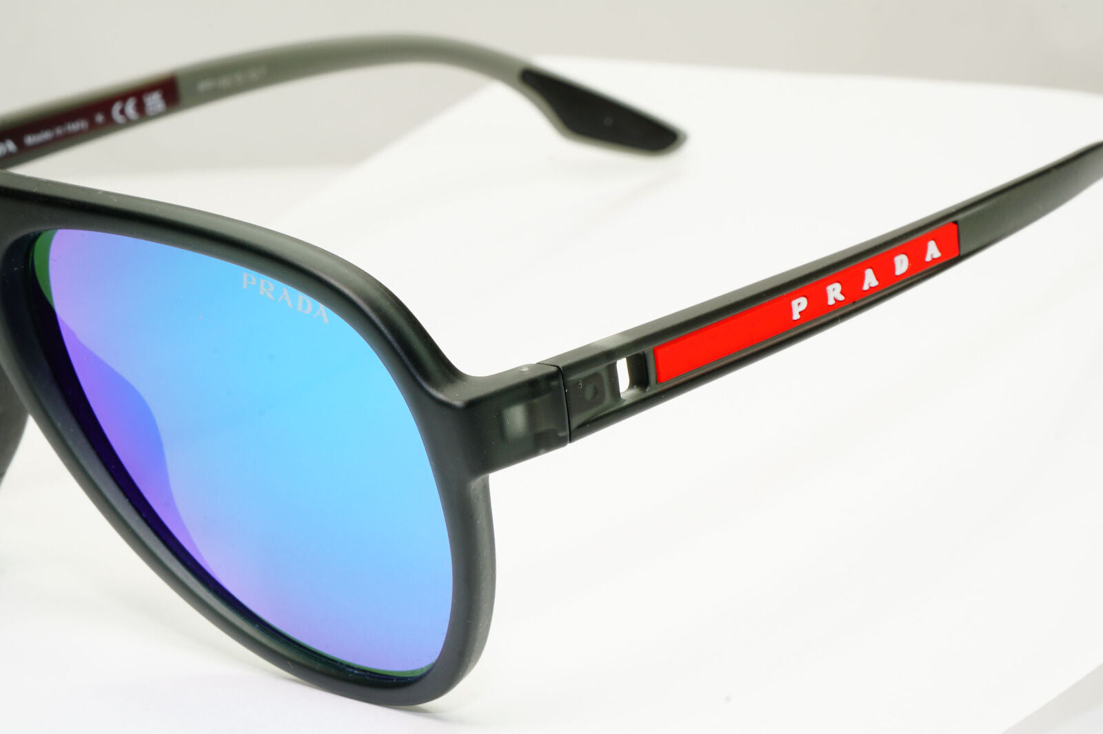 Prada Blue Mirror Sunglasses Pilot Transparent Grey PS06WS SPS 06W 13C-08R 59mm