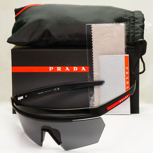 Prada Sunglasses Black Shield Visor Oversized Large Ski PS01YS SPS 01Y 1BO-06F