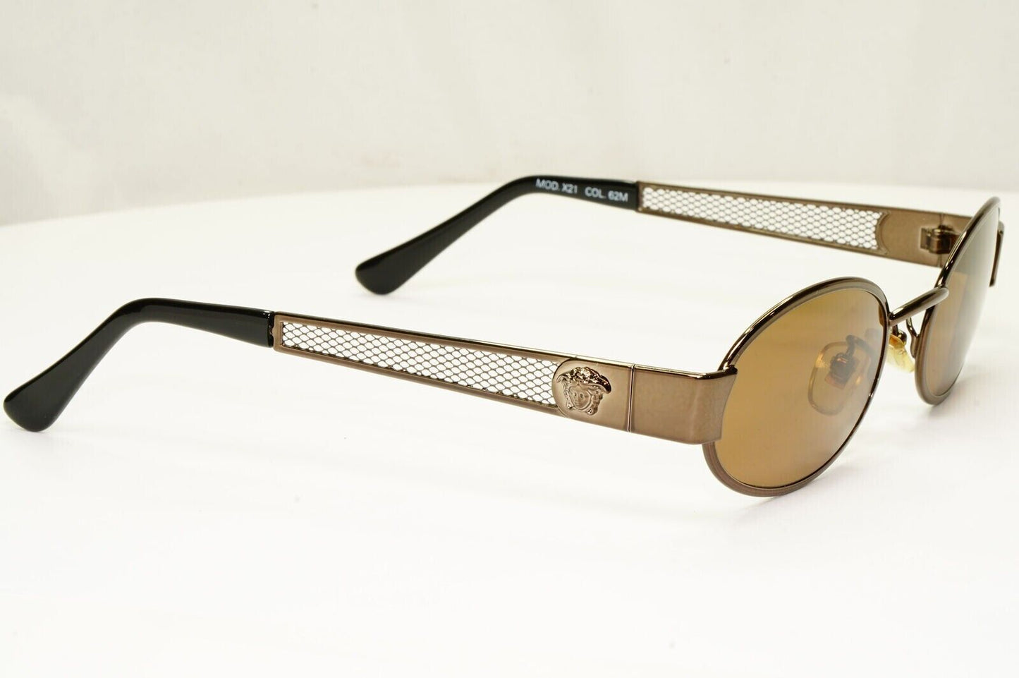 Gianni Versace 1996 Vintage Metal Mesh Brown Medusa Sunglasses MOD X21 COL 62M