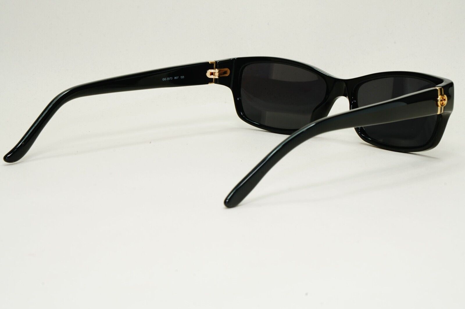 Gucci Sunglasses 2011 Vintage Rectangle Black Gold GG 3573 807 Small 52mm 151024