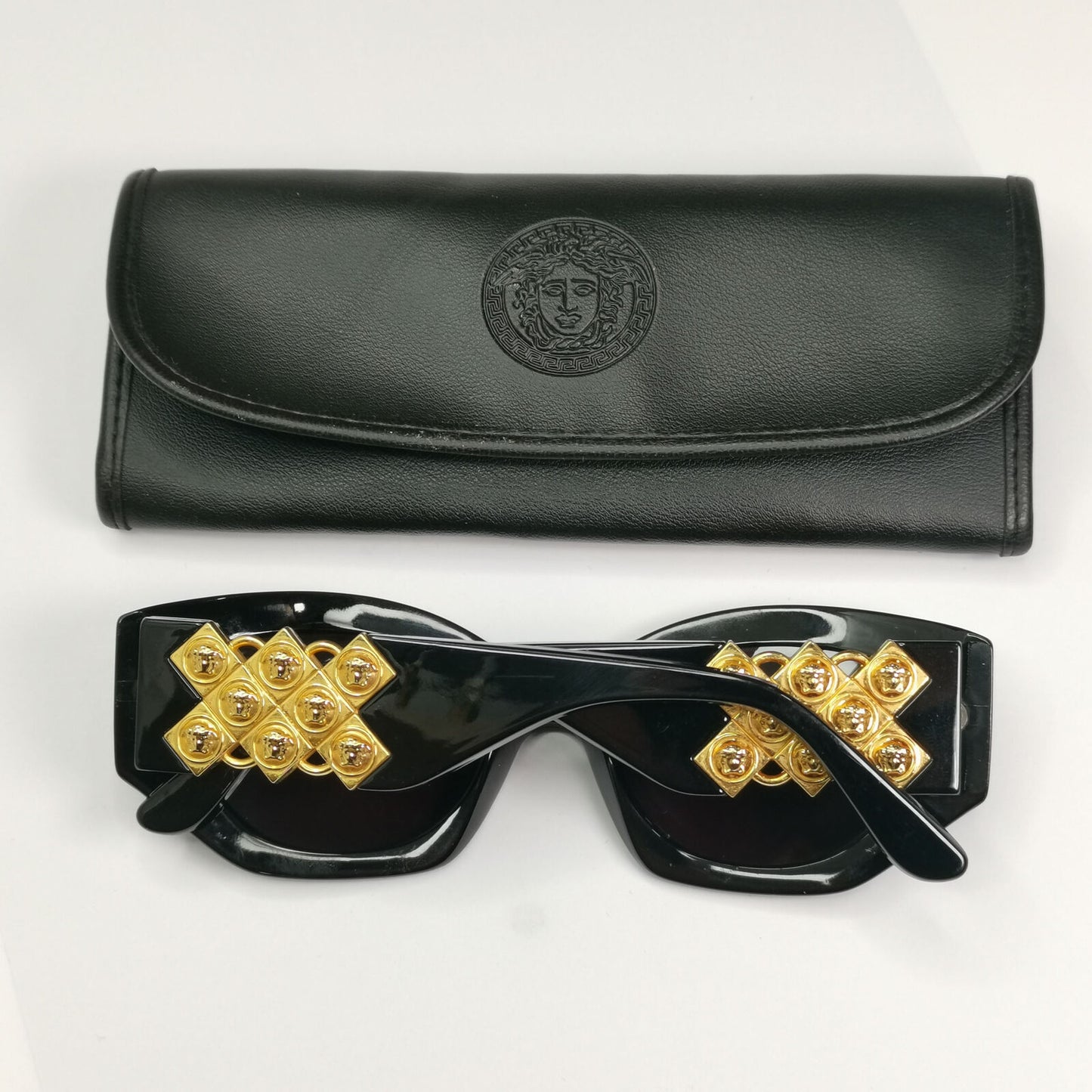 Gianni Versace 1995 Sunglasses Vintage Gold Black Biggie MOD 420/D COL852 190123