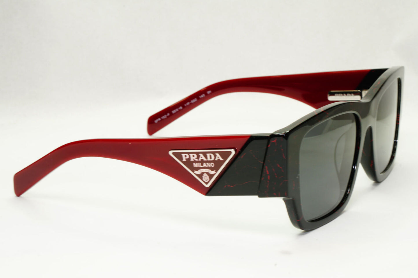 Prada Triangle Sunglasses Black Red Burgundy PR10ZS F SPR 10Z-F 11F-5S0