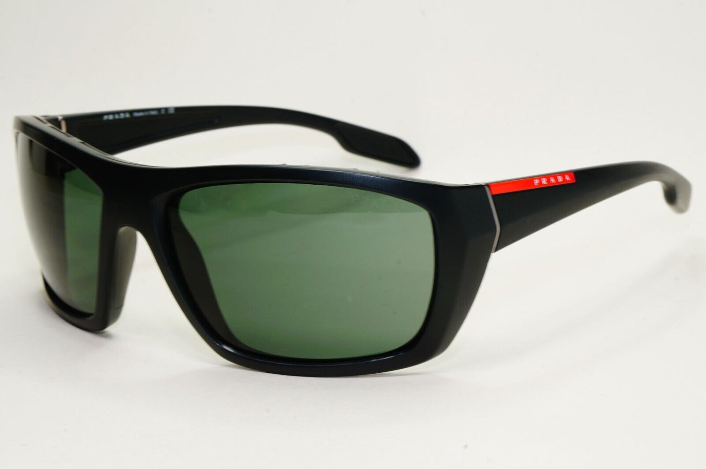 Prada Sunglasses 2008 Vintage Wrap Black Green PS01OS SPS 01O 1BO-3O1 120824