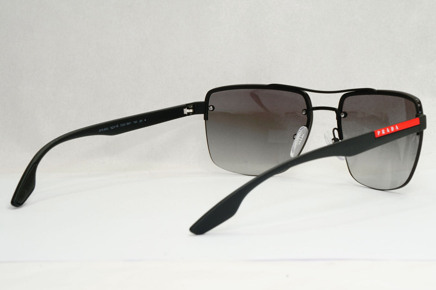 Prada Sunglasses Black Rimless Grey Gradient Square Rossa PS60US SPS 60U DG0-3M1