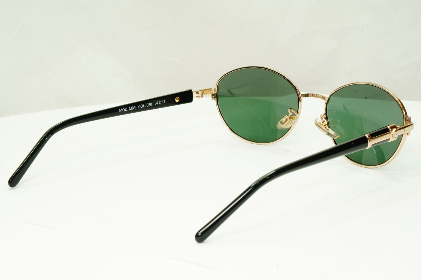 Gianni Versace 1995 Sunglasses Vintage Gold Black Green Oval MOD M83 COL 030 A