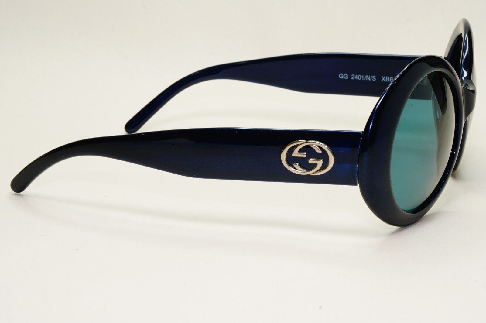 Gucci Sunglasses 1996 Vintage Dark Blue Green Round Large GG 2401/N/S XB6 151024