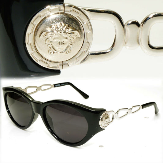 Gianni Versace Sunglasses 1996 Vintage Black Silver Medusa MOD 490 COL N52