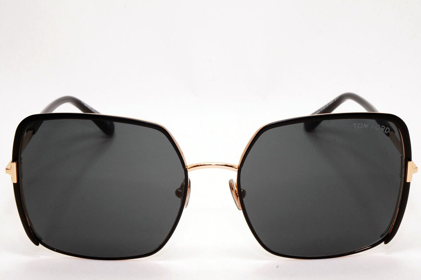 Tom Ford Sunglasses Raphaela Black Gold Grey Metal Square FT1006 TF 1006 02A