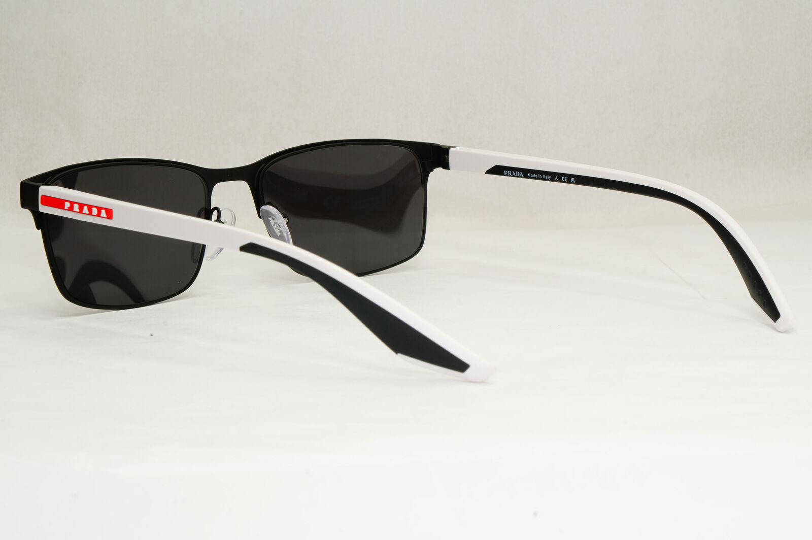 Prada Sunglasses Black White Square Rectangle Rubber PS50PV VPS 50P DG0-1O1 55mm