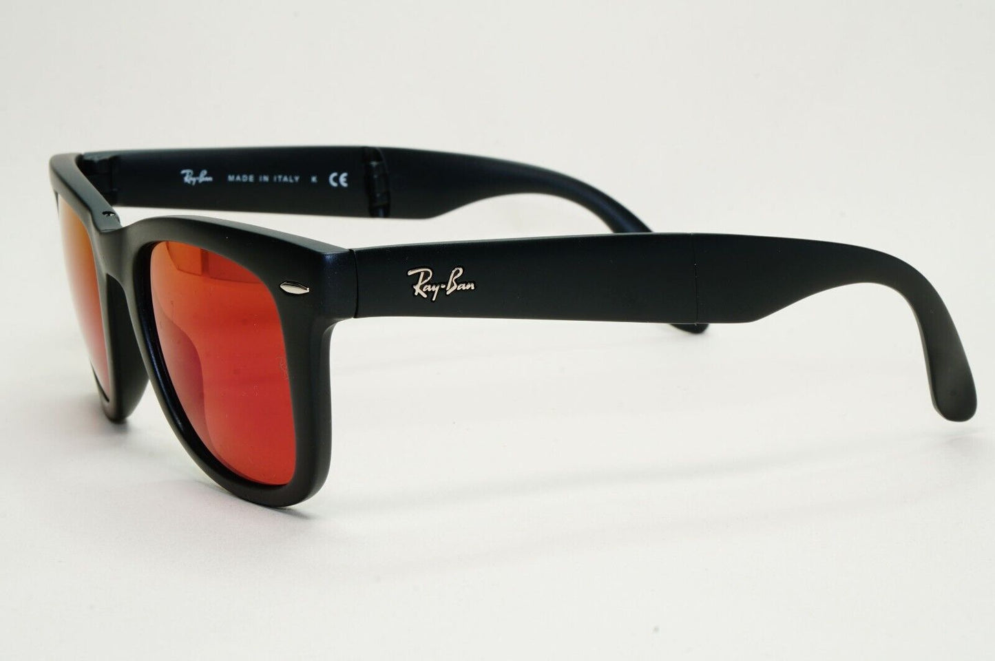 Ray-Ban Sunglasses Folding Wayfarer Black Matte Red Mirror RB 4105 601-S/2K