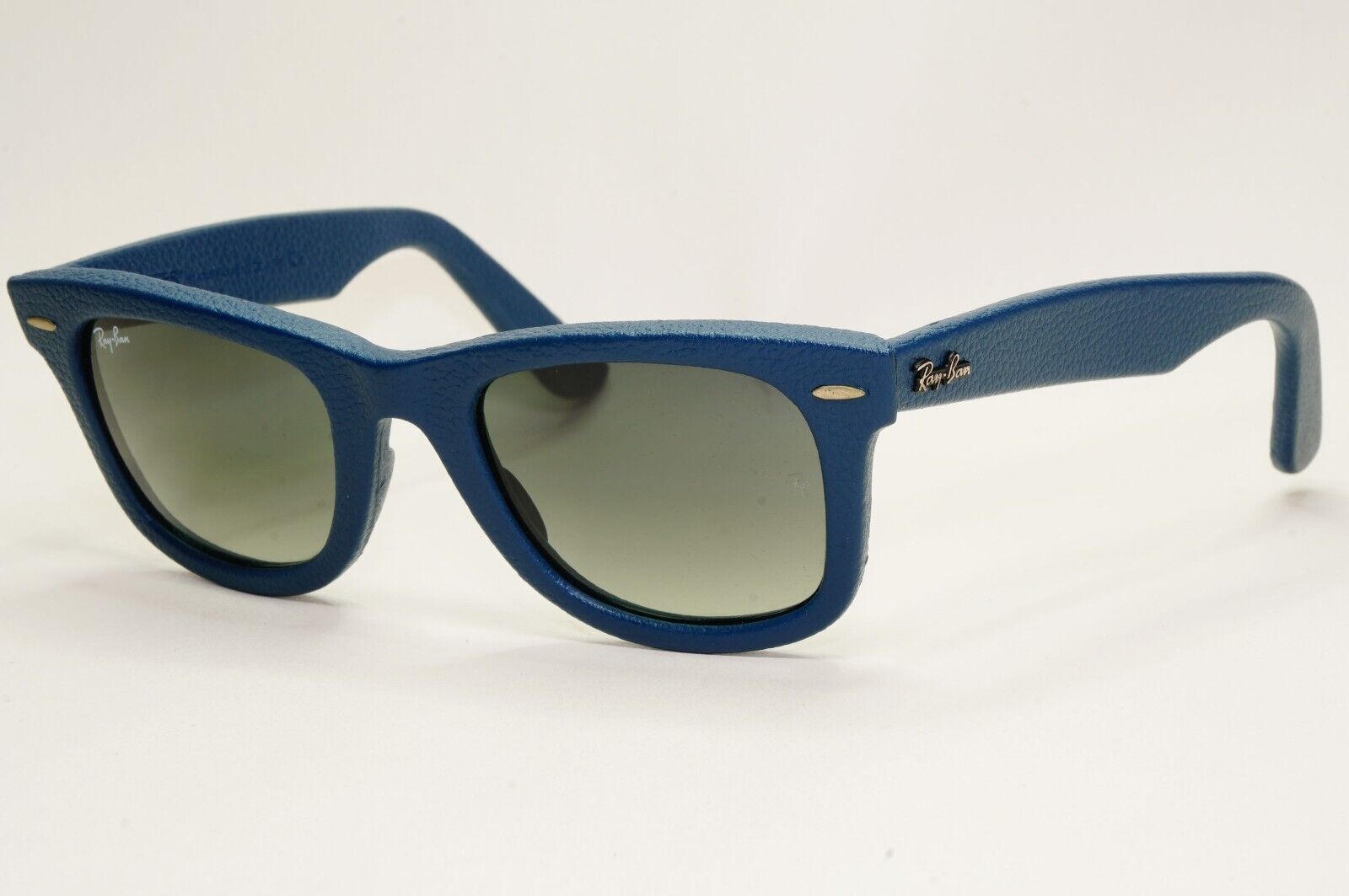 Ray-Ban Sunglasses Leather Wayfarer Year 2013 Rare Dark Blue RB 2140-Q-M 1168/71