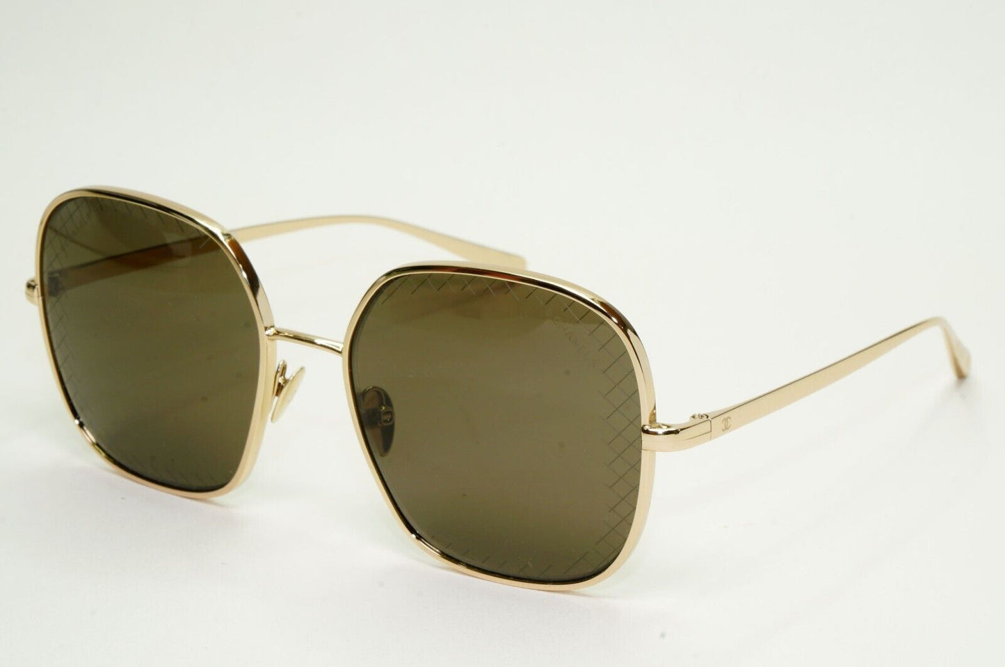 Chanel Sunglasses Gold Brown Square Metal Large 4252 c.395/3 57mm