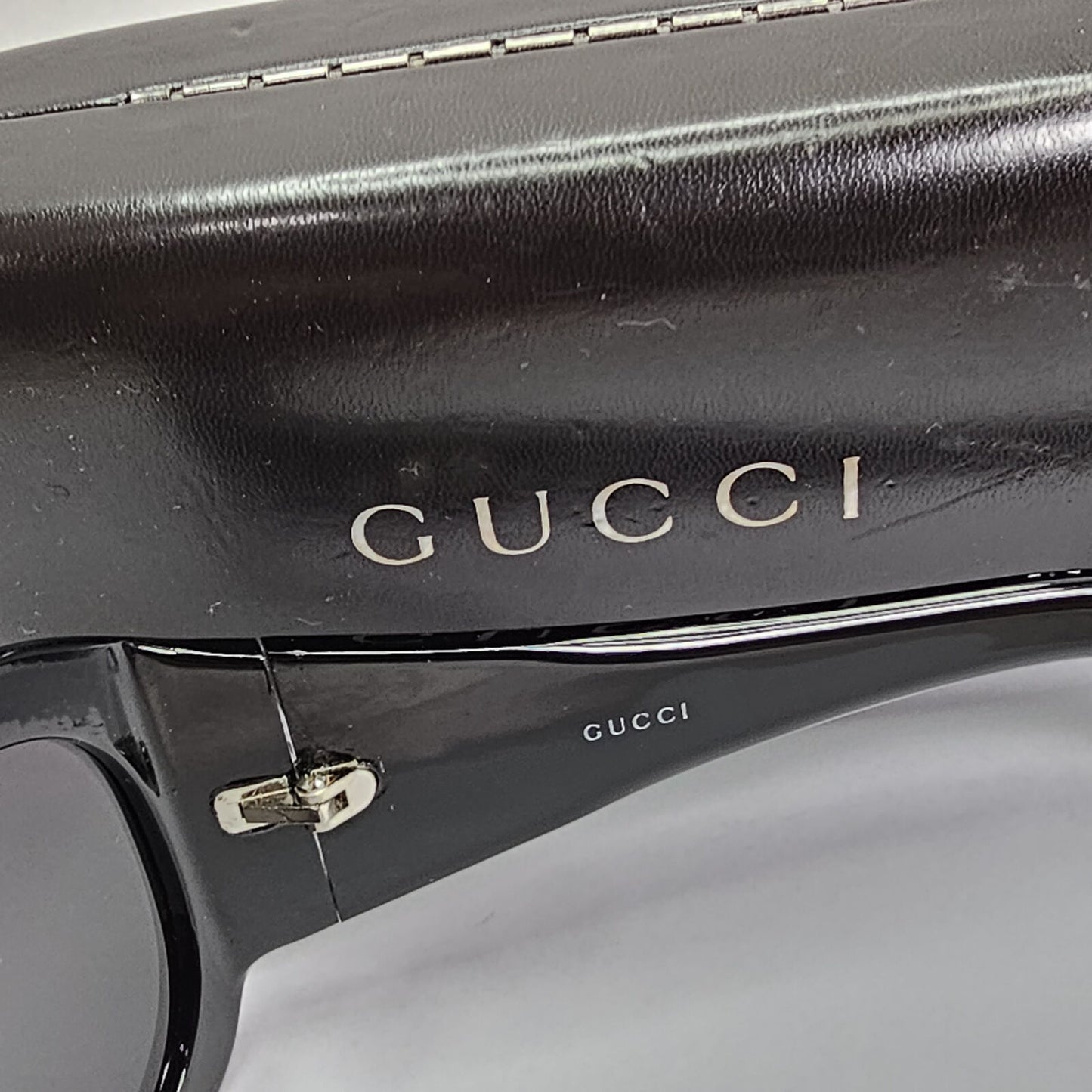 Gucci Sunglasses 2007 Vintag Black Silver Square Glossy GG 2966/S 807Y2 190224