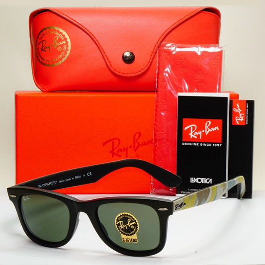 Ray-Ban Sunglasses Wayfarer Black Green Urban Camoflauge RB 2140 6065 50mm