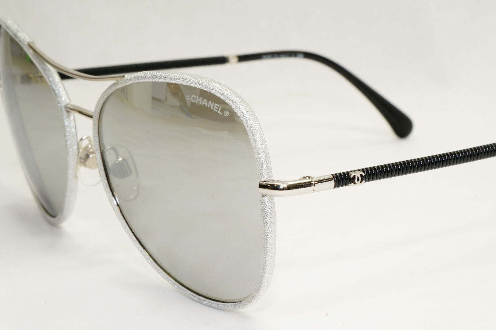 Chanel Sunglasses Pilot Mirror Grey Silver Black 4227-Q c.124/Z6 59mm