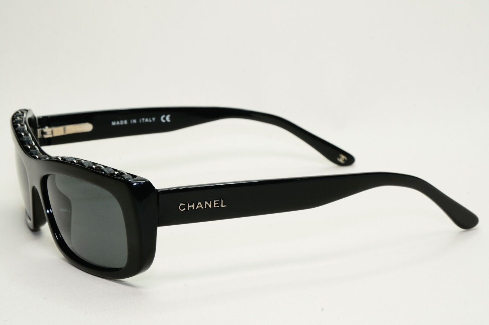 Chanel Sunglasses 2008 Vintage White Black Chain Rectangle 5130-Q c501/87 280924