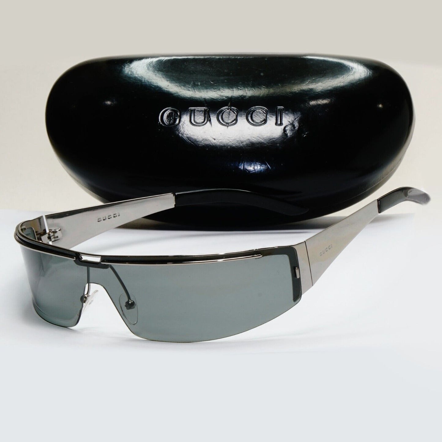 Gucci Sunglasses 2003 Vintage Polarized Shield Slim Silver GG 1726/S 6LB 081024