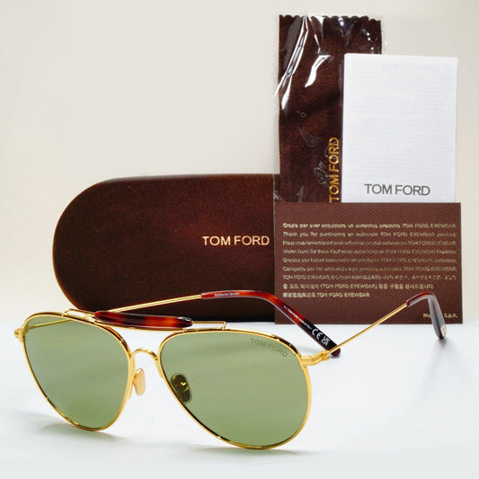 Tom Ford Sunglasses Raphael-02 Glass Lens Gold Green Pilot FT0995 TF 995 30N