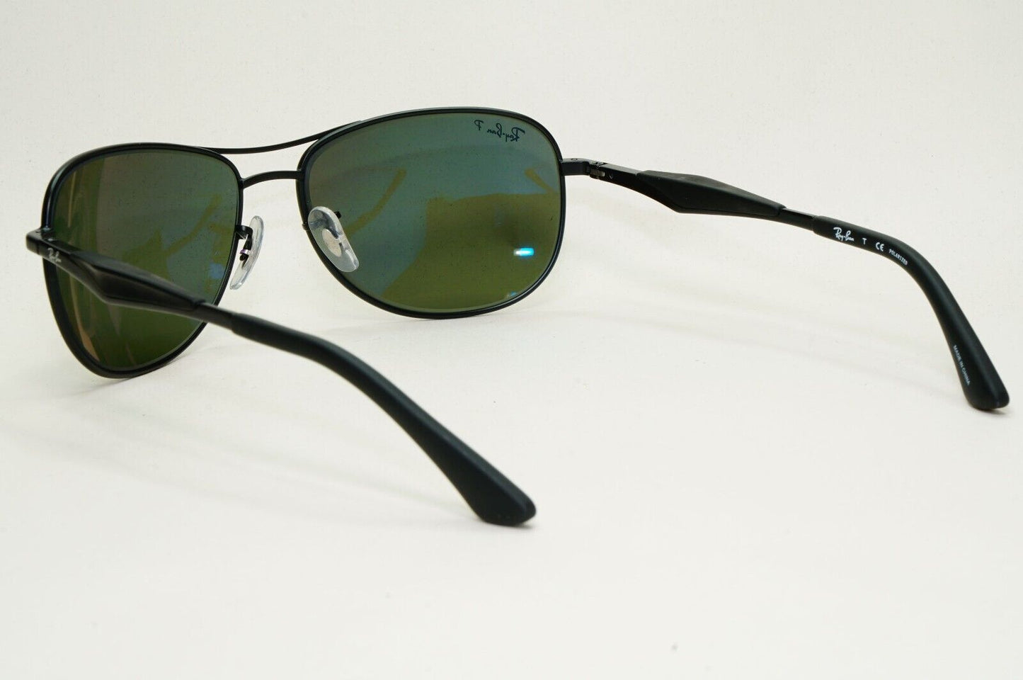 Ray-Ban Sunglasses Polarized Black Green Metal Pilot Wrap RB 3519 006/9A 59mm